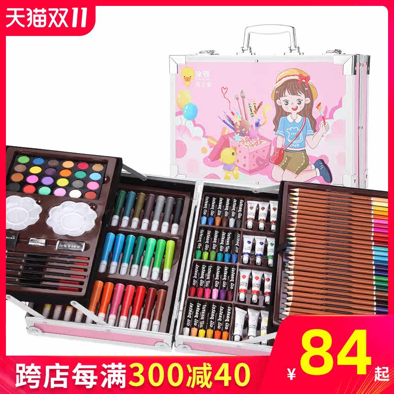 儿童画画套装绘画工具小学生水彩笔 津津乐母婴文具礼盒/绘画套装