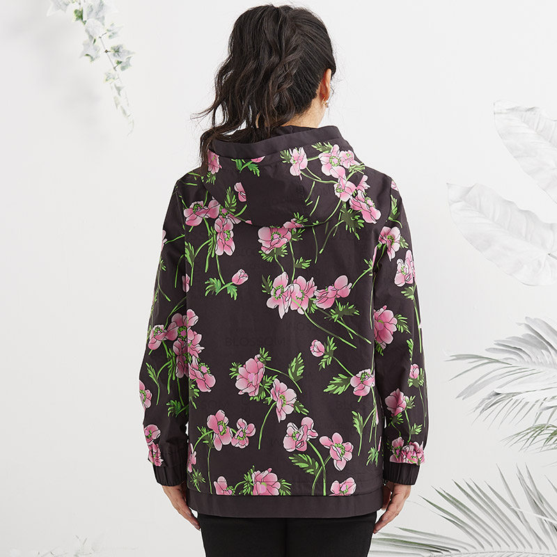 胖太太大码女装秋季新款时尚花朵图案中长风衣外套宽松824307011,淘宝优惠券,粉丝福利购,淘宝优惠卷
