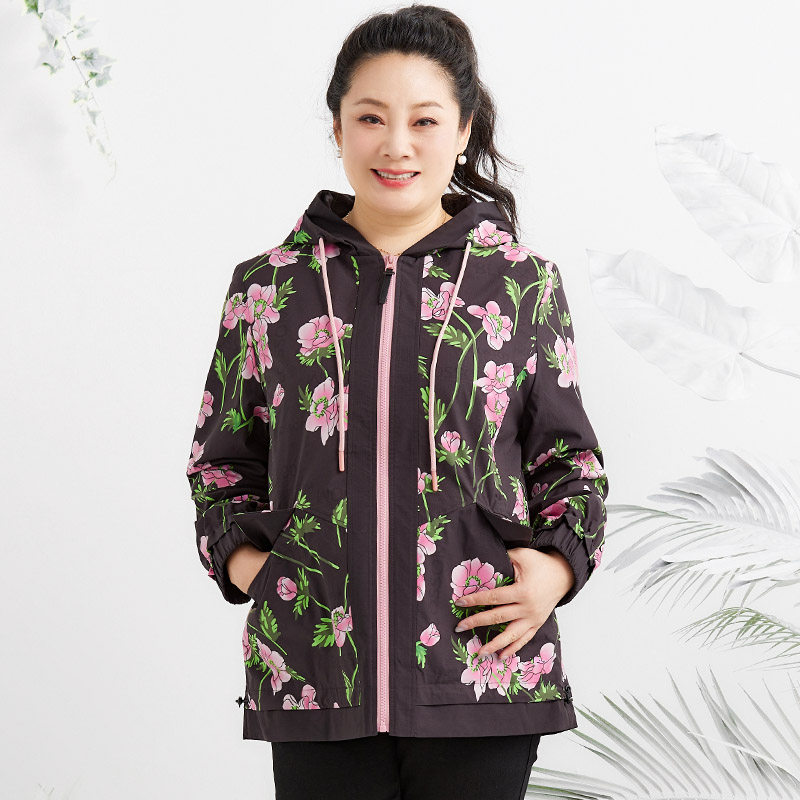胖太太大码女装秋季新款时尚花朵图案中长风衣外套宽松824307011,淘宝优惠券,粉丝福利购,淘宝优惠卷