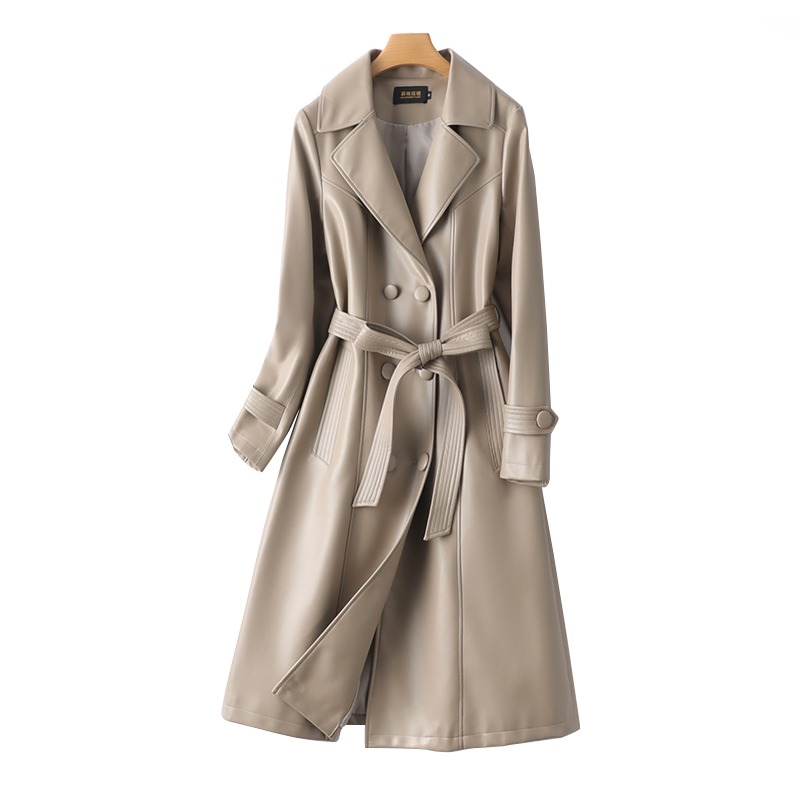 绵羊皮外套女中长款系带修身气质海宁真皮2025新款高级感女士皮衣,淘宝优惠券,粉丝福利购,淘宝优惠卷