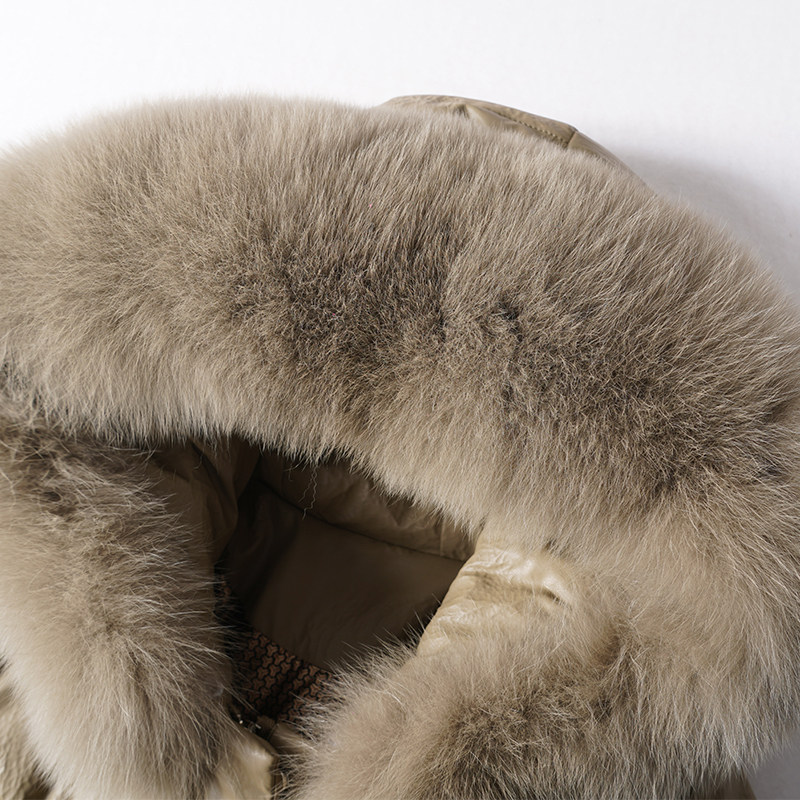 海宁真皮羽绒服女外套中长连帽狐狸毛领春秋新款90白鸭绒绵羊皮衣,淘宝优惠券,粉丝福利购,淘宝优惠卷