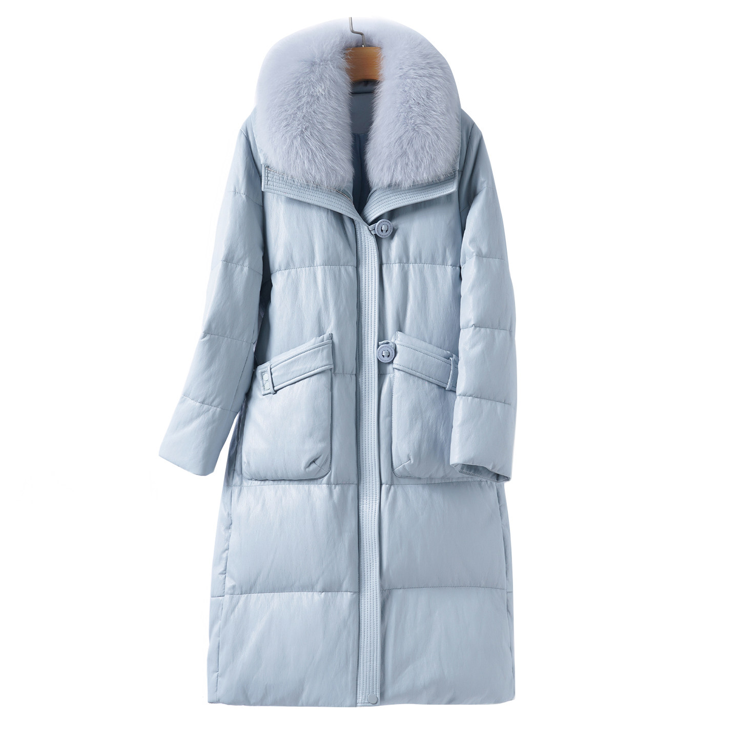 海宁绵羊皮羽绒服女中长款狐狸毛领加厚皮外套冬季90白鸭绒真皮衣,淘宝优惠券,粉丝福利购,淘宝优惠卷