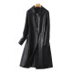 Haining leather jacket for women in mid-length black loose temperament
