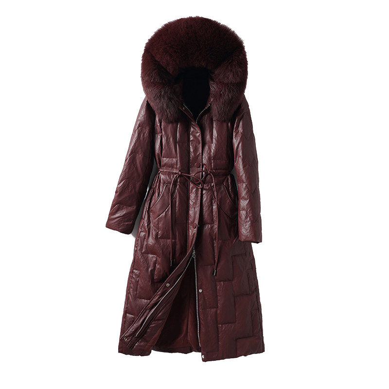 羽绒服皮衣女中长款狐狸毛领90白鸭绒春秋海宁真皮新款绵羊皮外套,淘宝优惠券,粉丝福利购,淘宝优惠卷