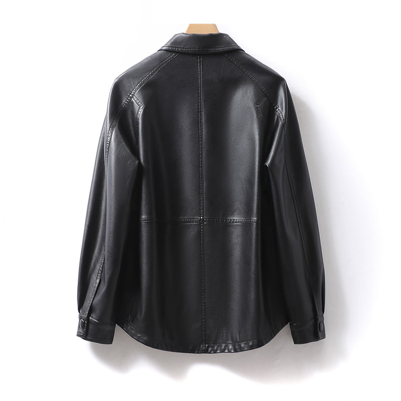 绵羊皮女外套短款翻领黑色显瘦海宁真皮2025单皮新款加大码女皮衣,淘宝优惠券,粉丝福利购,淘宝优惠卷