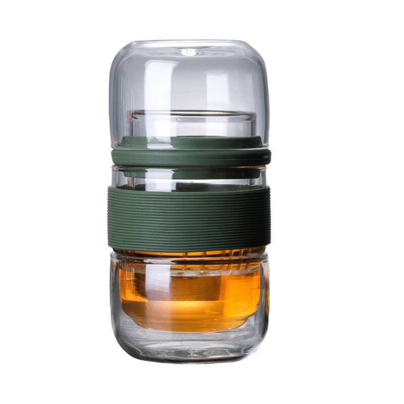 Glass travel tea set suit carry-on tea cup two