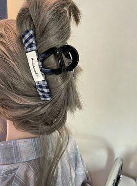 简约复古灰蓝色布艺发夹韩版气质