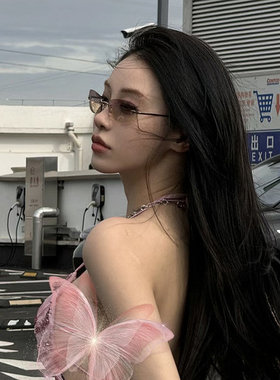 复古金属凹造型街拍墨镜