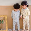 Class A pure cotton autumn and winter thermal underwear set for boys and girls, baby home clothes, autumn clothes and long pants, children's pajamas, comfortable