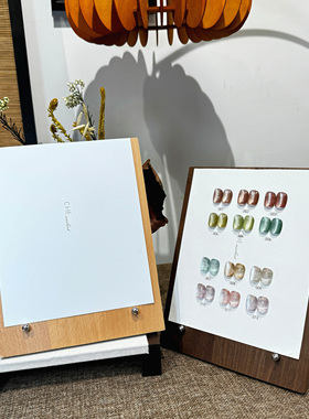 美甲实木展示板高级有质感木质展示架ins作品款式摆台色卡
