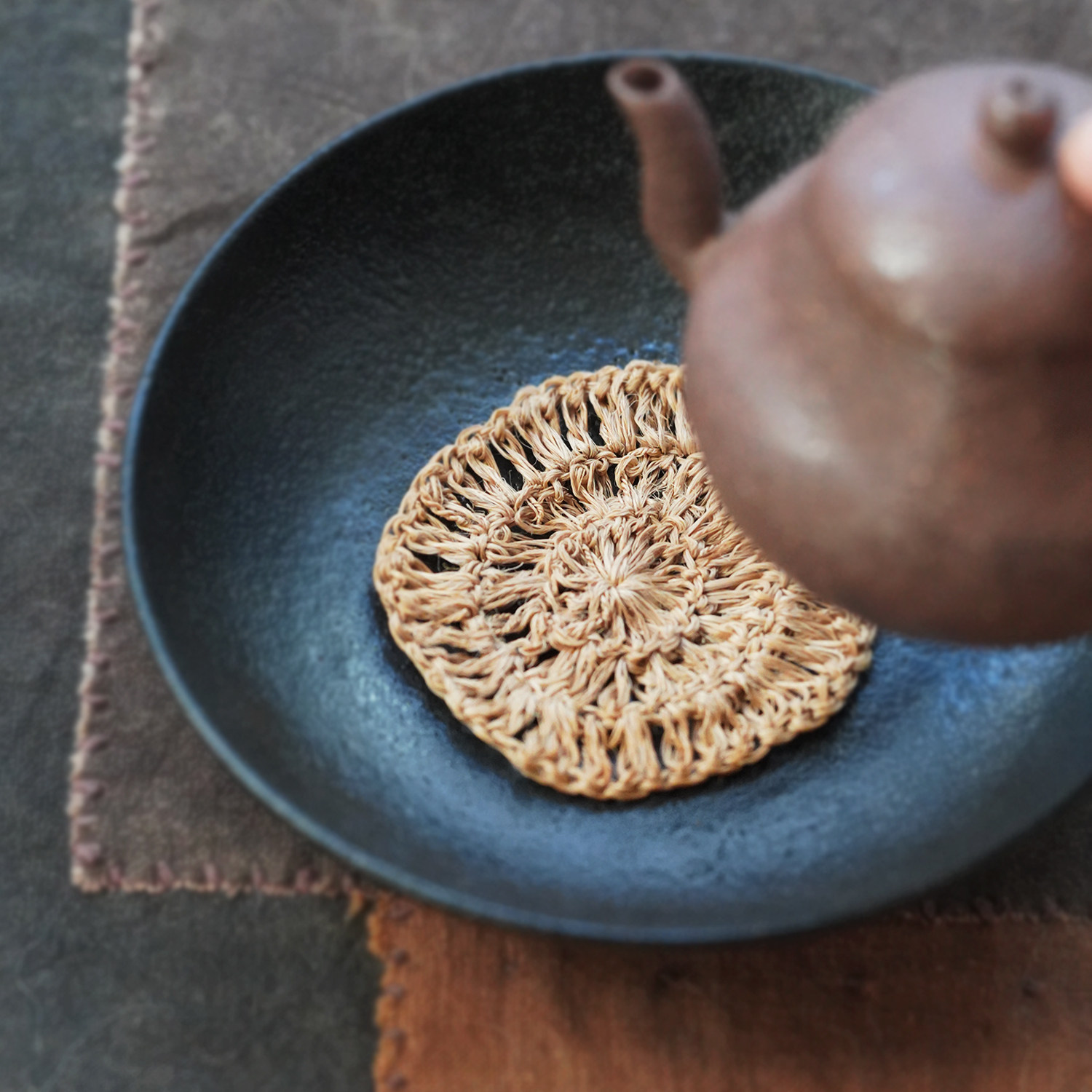 漱繁 茶染火麻茶垫 手作养壶垫 手工钩织 杯垫吸水垫可养隔热垫,淘宝优惠券,粉丝福利购,淘宝优惠卷