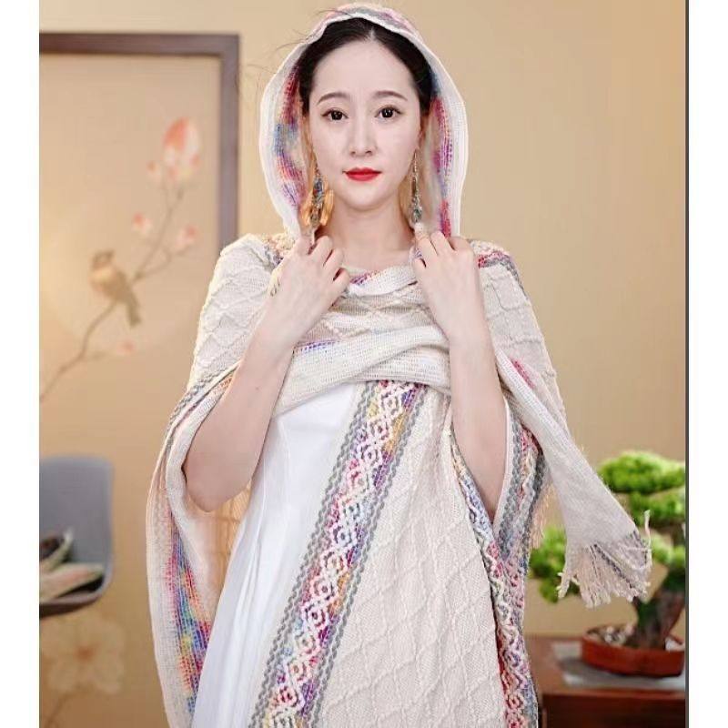民族风披肩带帽彩色波浪外搭针织衫西藏云南旅游拍照披风斗篷女款,淘宝优惠券,粉丝福利购,淘宝优惠卷