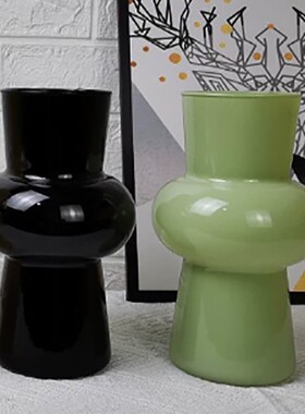 代发包邮玄关花瓶中古风法式彩色花瓶高级感客厅干枝玻璃插花瓶