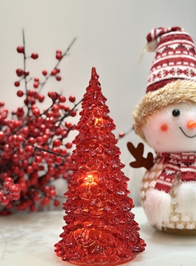 LED发光玻璃圣诞树摆件