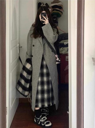 Tall style!! Extended version!! Tweed coat