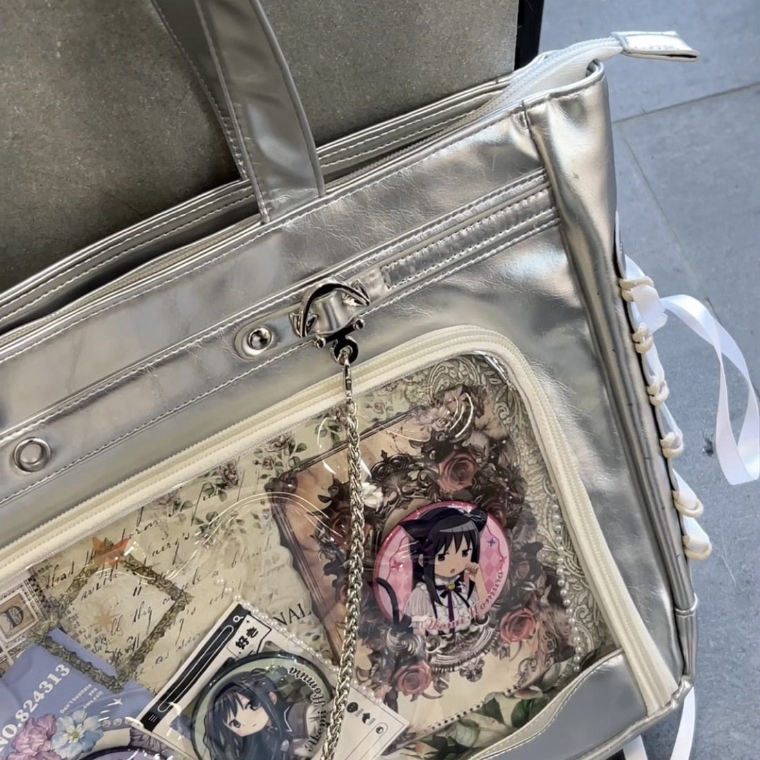 斯莫尔银色丝带痛包托特包女大容量通勤小众设计学院风单肩手提包,淘宝优惠券,粉丝福利购,淘宝优惠卷