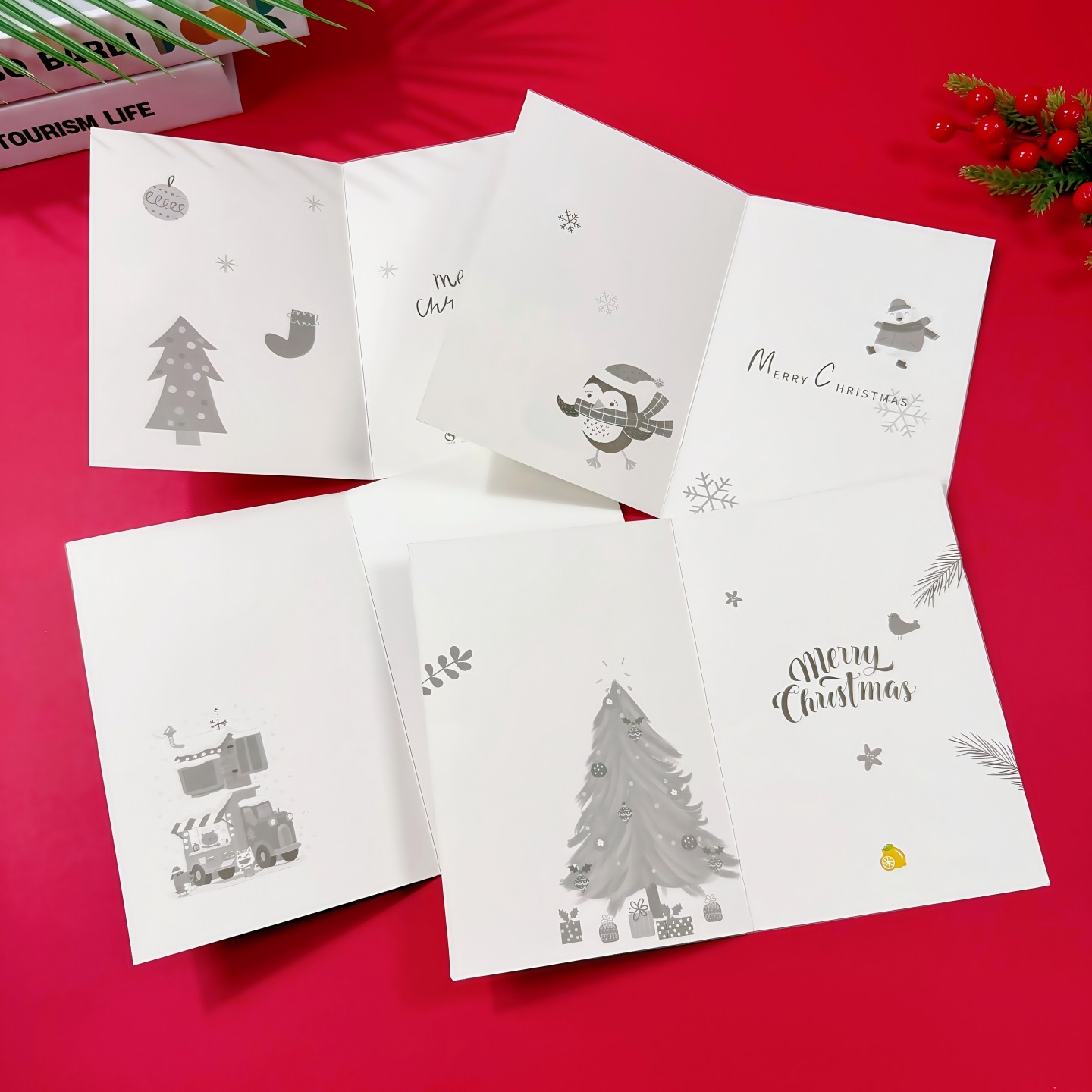 新款8张创意圣诞贺卡简约烫金高级感圣诞节卡片平安夜儿童礼物卡 - 图3