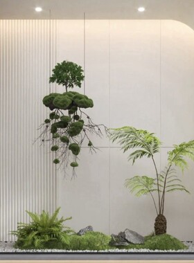 假树假山造景创意装饰悬浮树仿真绿植空间设计悬浮悬挂吊饰景观