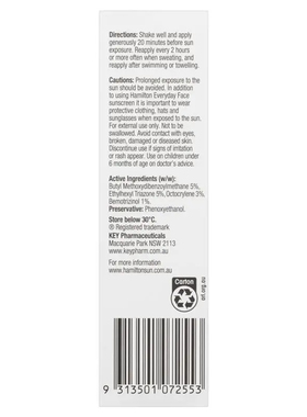 Hamilton SPF 50+ Everyday Face Cream 75g 防晒霜 澳洲代购