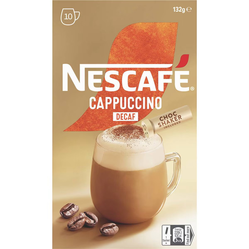 Nescafe Decaf Cappuccino Coffee Sachets 10 Pack 速溶咖啡132g - 图3