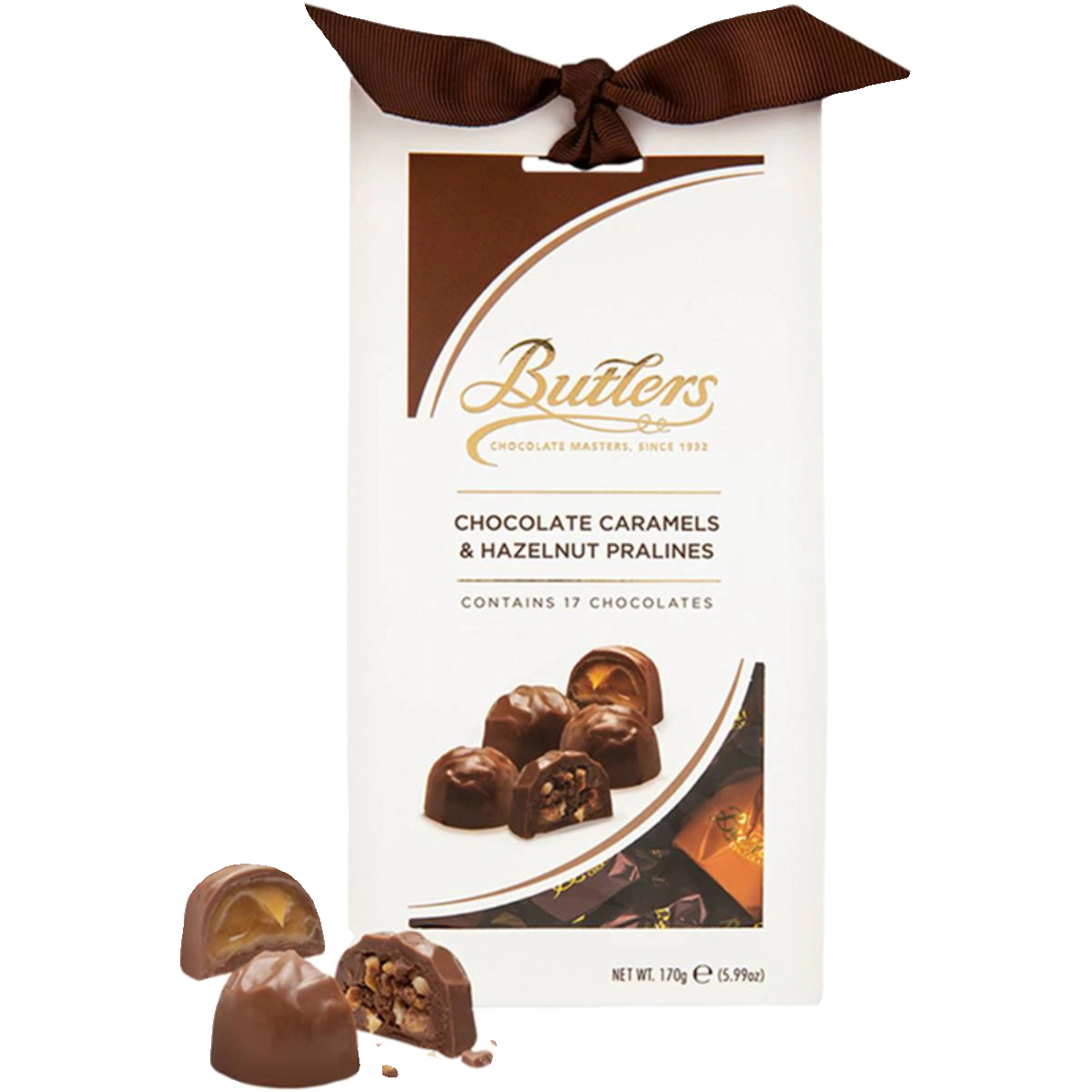 Butlers Chocolate Caramels & Hazelnuts Pralines 170g焦糖榛子 - 图3