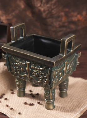 仿古鼎老板办公室装饰工艺品古董博古架摆设公司招财开业礼品摆件