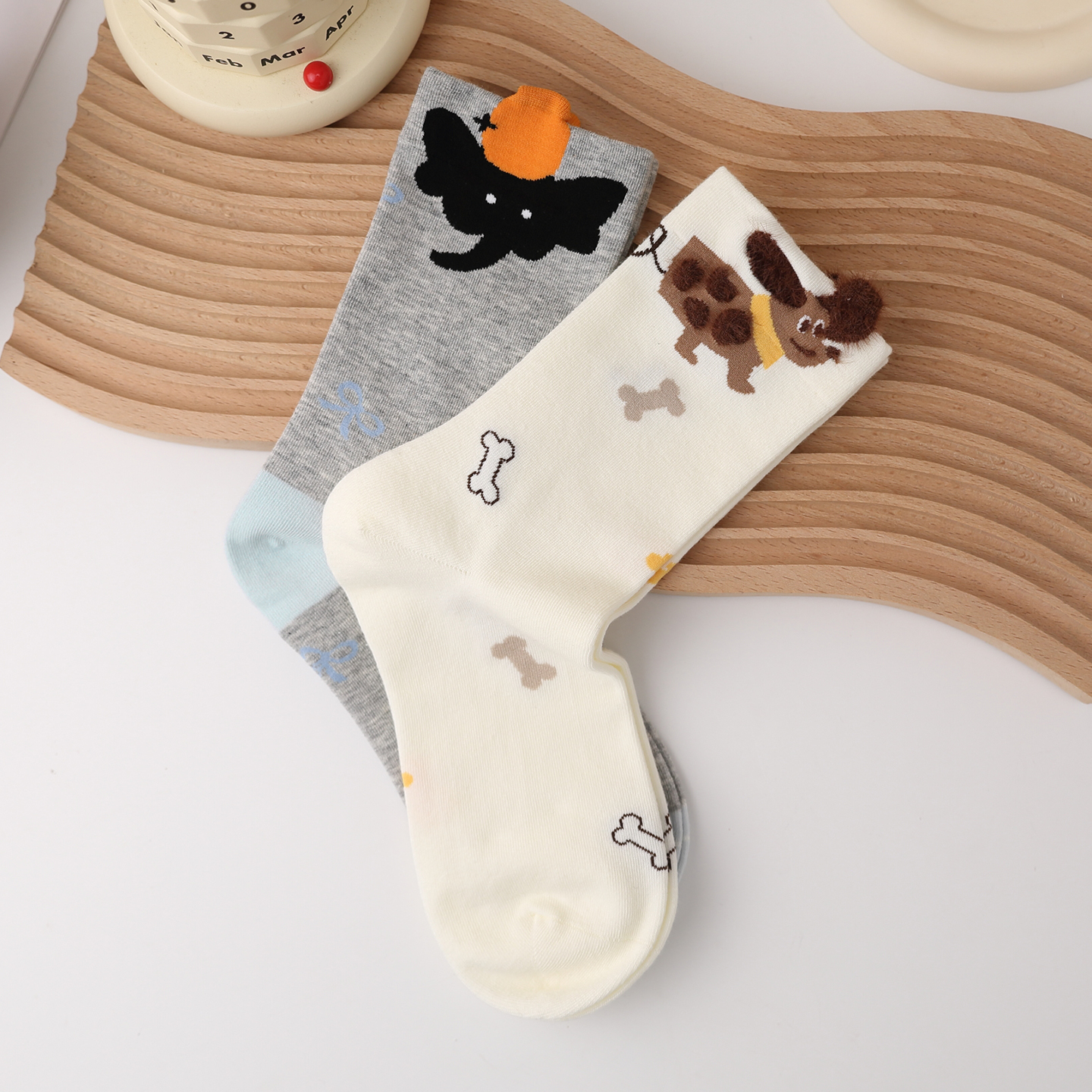 不会丢的袜子 可爱动物中筒袜女初中生秋季纯棉ins潮创意无骨长袜 - 图0