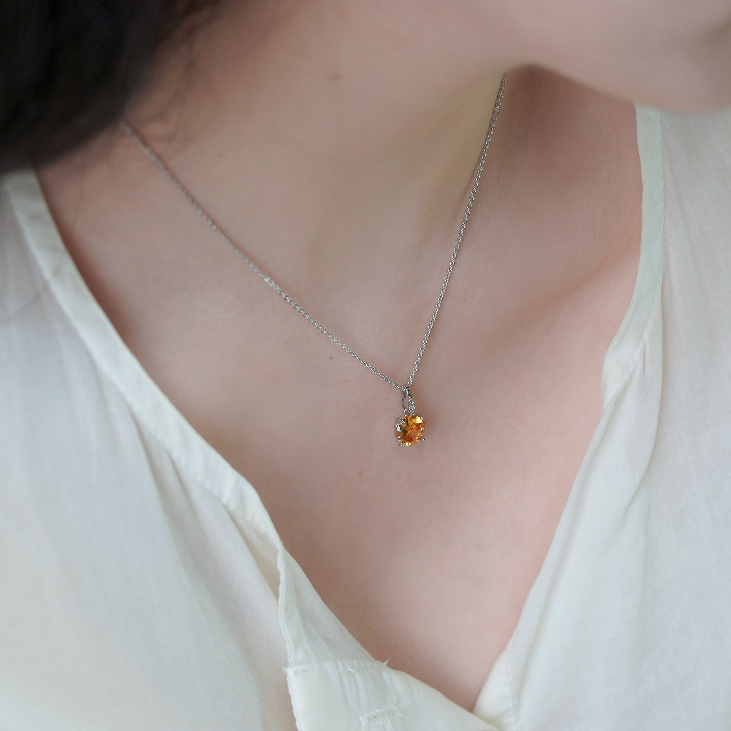 德国【设计师】Mihmily S925纯银天然黄水晶吊坠项链女小众锁骨链,淘宝优惠券,粉丝福利购,淘宝优惠卷