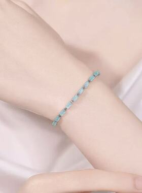 德国【设计师】Mihmily天然海宝蓝水晶手链女18K金时尚精致礼物