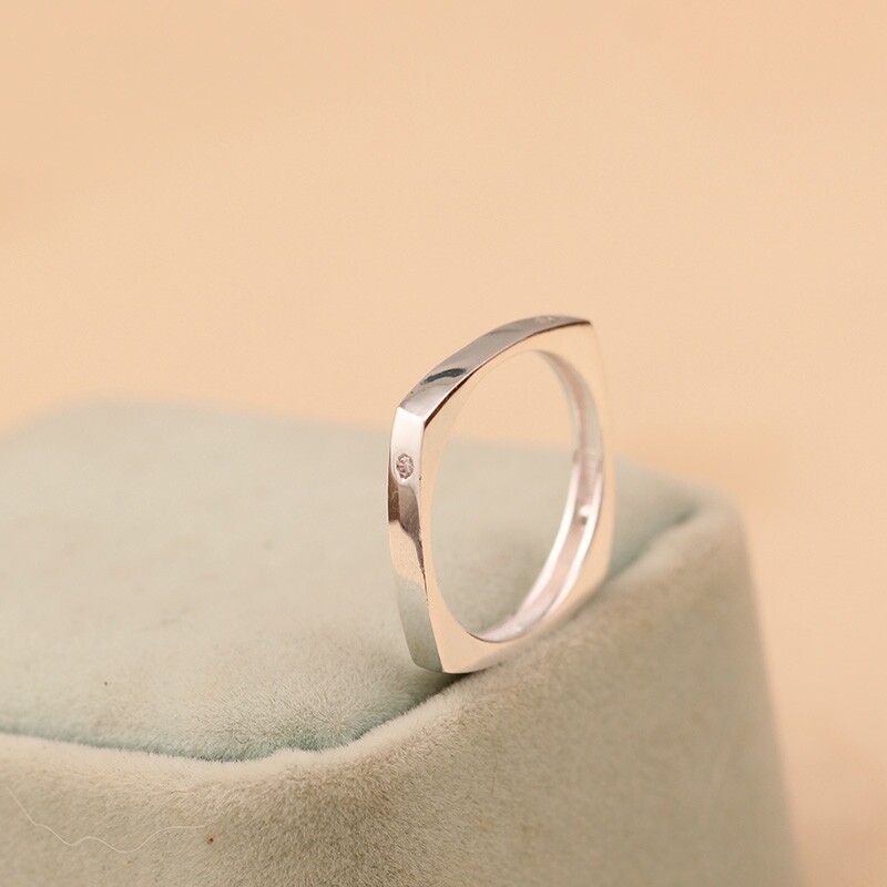 S925 sterling silver square diamond fashion silver jewelry ring