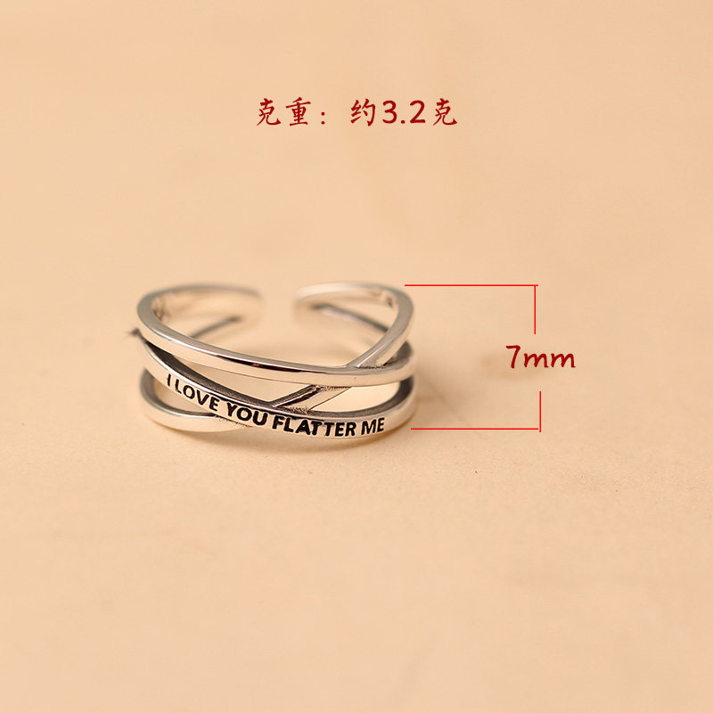 Zichan 925 silver multi-layered cross letter open ring