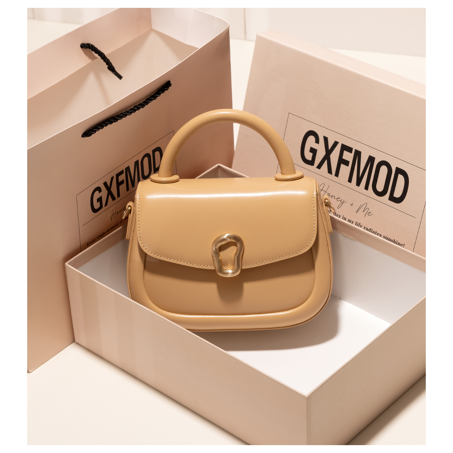 GXFMOD小众设计时尚牛皮手提包包女法式小方包2025新款单肩斜挎包 - 图3