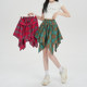 Plaid dance fake two piece dance performance skirt for women