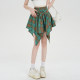 Plaid dance fake two piece dance performance skirt for women