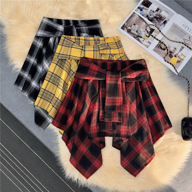 Short A-line American plaid fashion jazz dance skirt