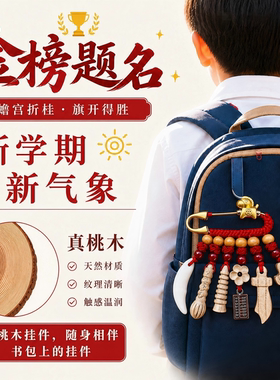 金榜题名桃木别针随身挂件学生