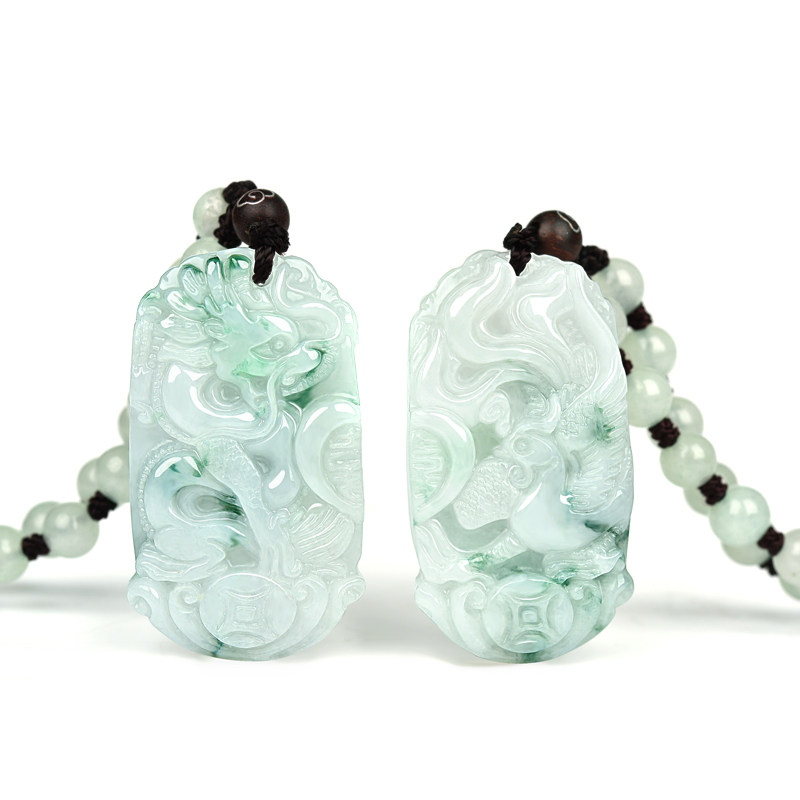 翡翠龙凤一对二合一古风吊坠 艺诚轩项坠/吊坠