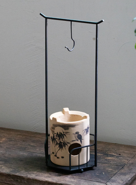 日式铁艺茶棚古铁茶杯收纳展示