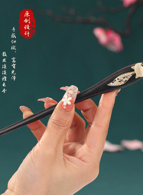 发簪日常通勤国风木质旗袍发饰