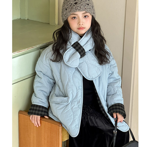 女童棉服外套2025秋冬新款韩版儿童加厚衣服女大童夹棉两面穿上衣 - 图1