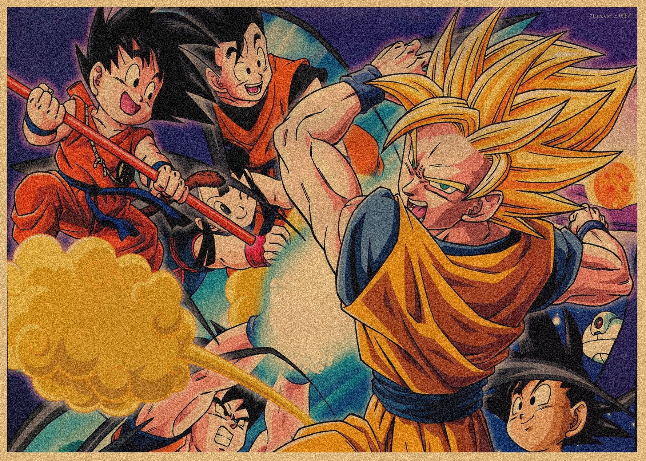 七龙珠阿拉蕾复古牛皮纸动漫海报鸟山明装饰画孙悟空壁画316 - 图0