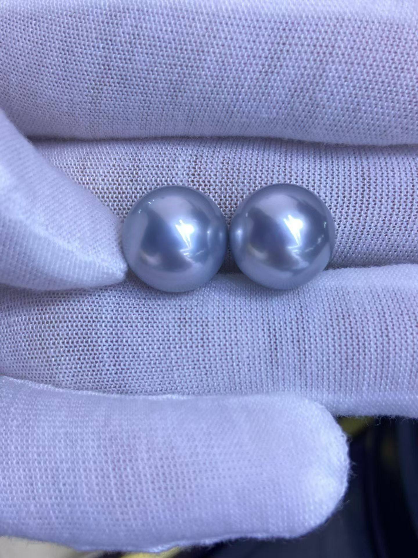 大溪地铂金灰珍珠，正圆强光，微微瑕，蓝灰色高性价比，仅次一对,淘宝优惠券,粉丝福利购,淘宝优惠卷