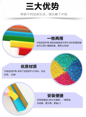 幼儿园楼梯防滑条橡胶收边压边踏步地板护角包边包角台阶防撞条 - 图1