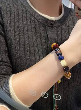 天珠坨骨多宝单圈手链天珠青金菩提桃木檀木金刚坨骨大黑天组成T