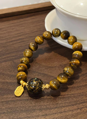 虎眼石细螺钿大漆珠手串女高级感轻奢民族风手链2024新款配饰潮