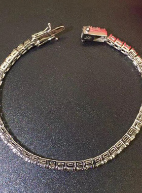 纯银铂金莫桑钻四爪复古超闪手环