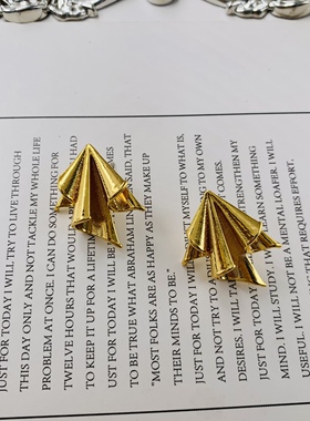 黄铜电镀真金摇摆舞裙 中古金色vintage复古时髦气质小众设计耳钉