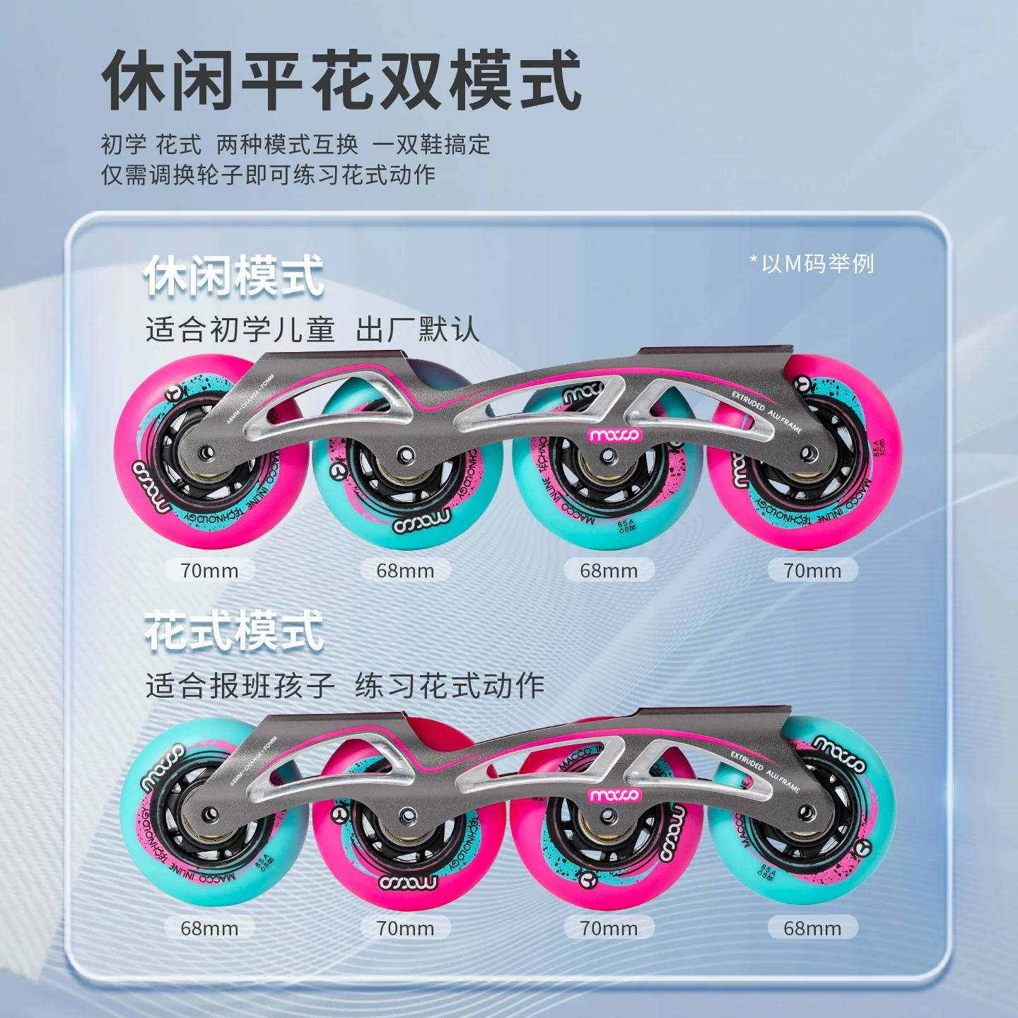 米高 Professional children's skates, shoe covers, set