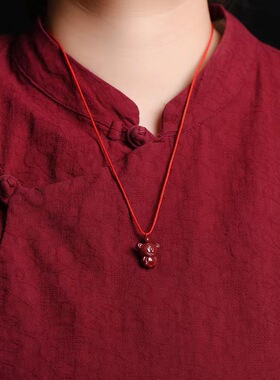 正品朱砂生肖吊坠本命年龙蛇马高含量紫金砂项链