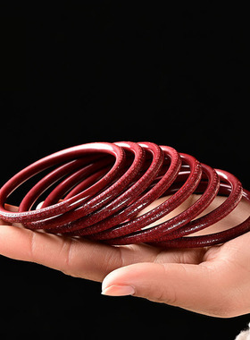 天然朱砂手镯高含量紫金砂细条圆条手镯叮当镯心经手镯女款